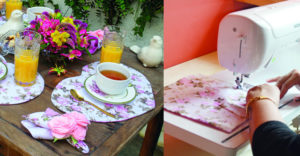 Servindo a mesa com amor! Aprenda a fazer este jogo americano e guardanapo de tecido florido em oito passos; FOTOS