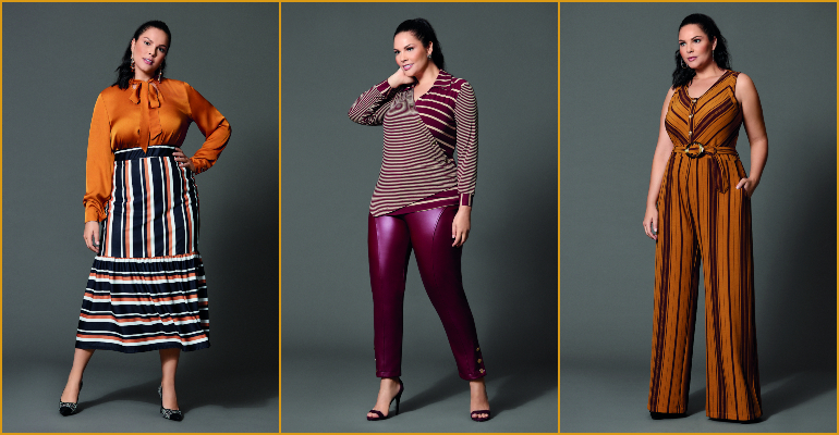 Conjunto Plus Size Listras Nas Laterais Cinza