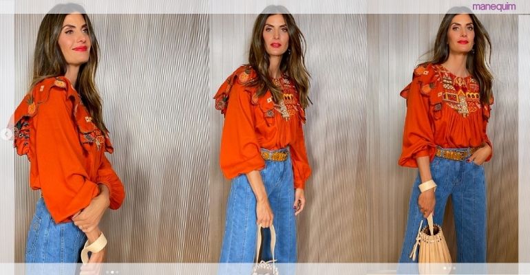 De volta aos anos 70: Isabella Fiorentino se joga no estilo hippie chic com  bata de R$ 398