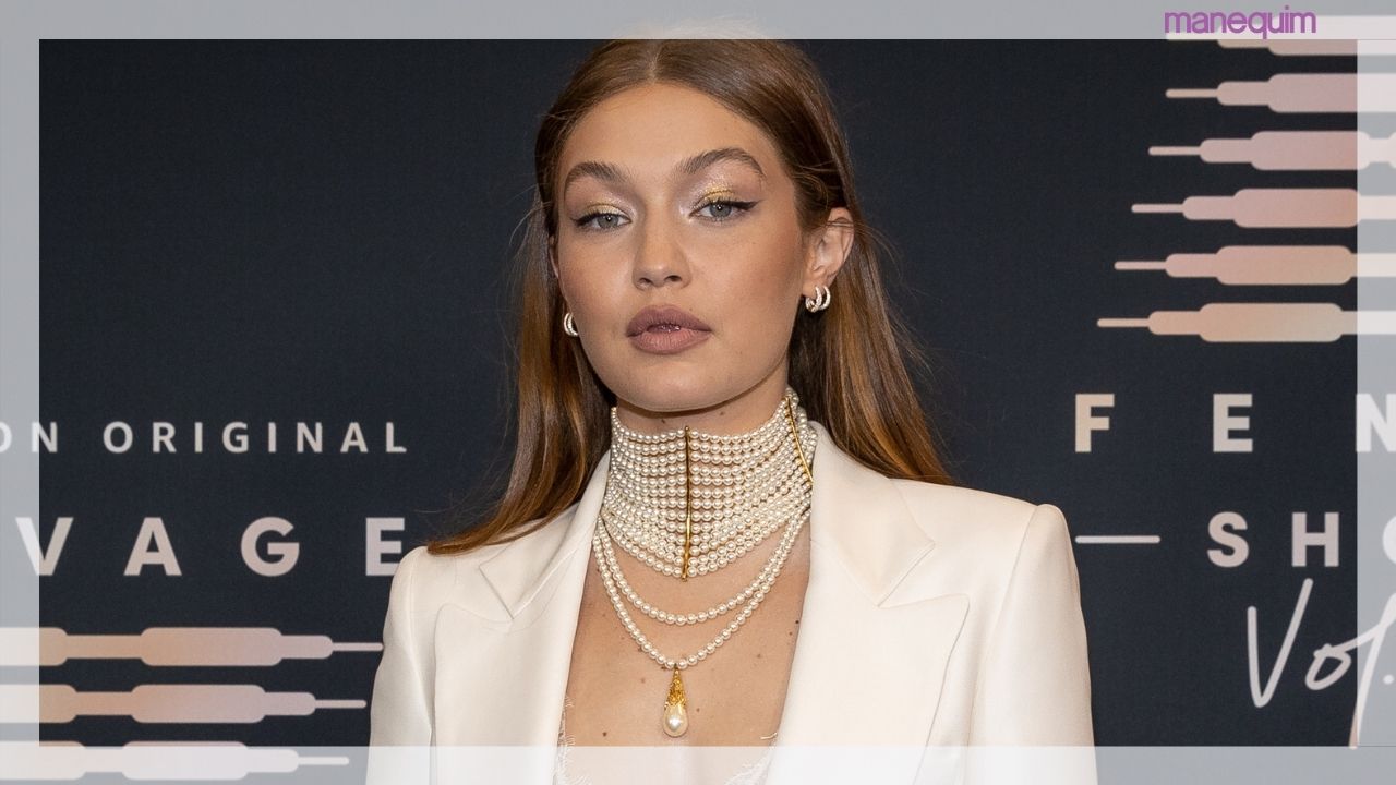 Gigi Hadid arrasa com look branco rendado com muita transparência