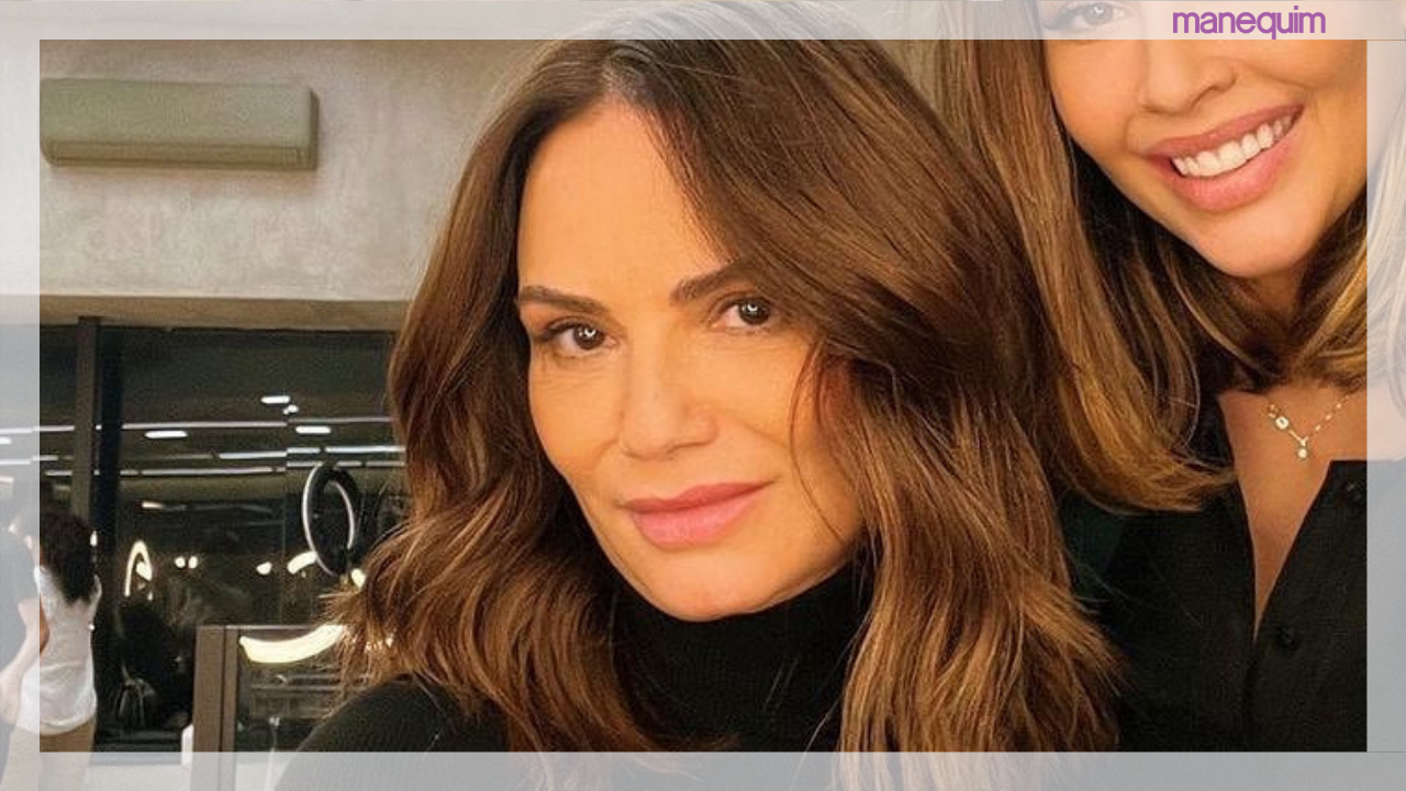 Luiza Brunet brilha com casaco de paetê estiloso na fria noite paulista