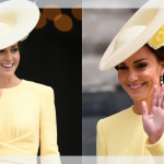 Kate Middleton escolhe vestido elegante amarelo e chapéu de flores