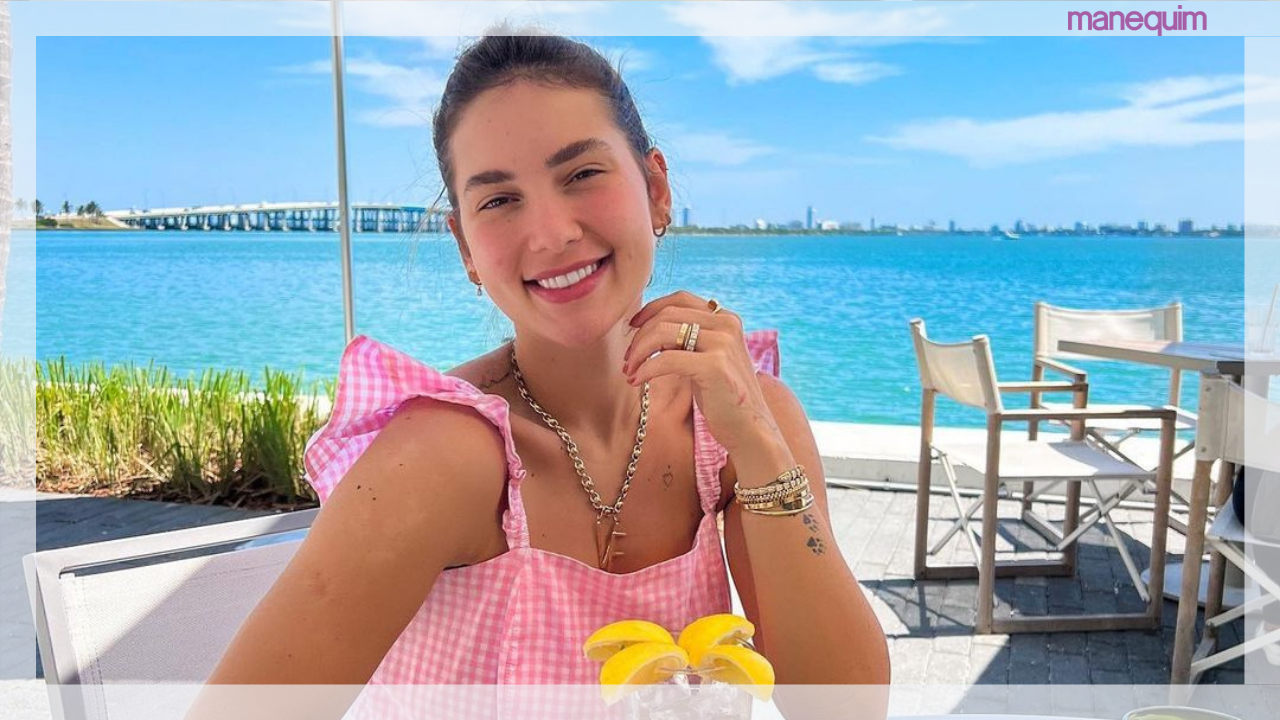 Virgínia usa saída de praia de borboletas, já usada na gestação de Maria Alice
