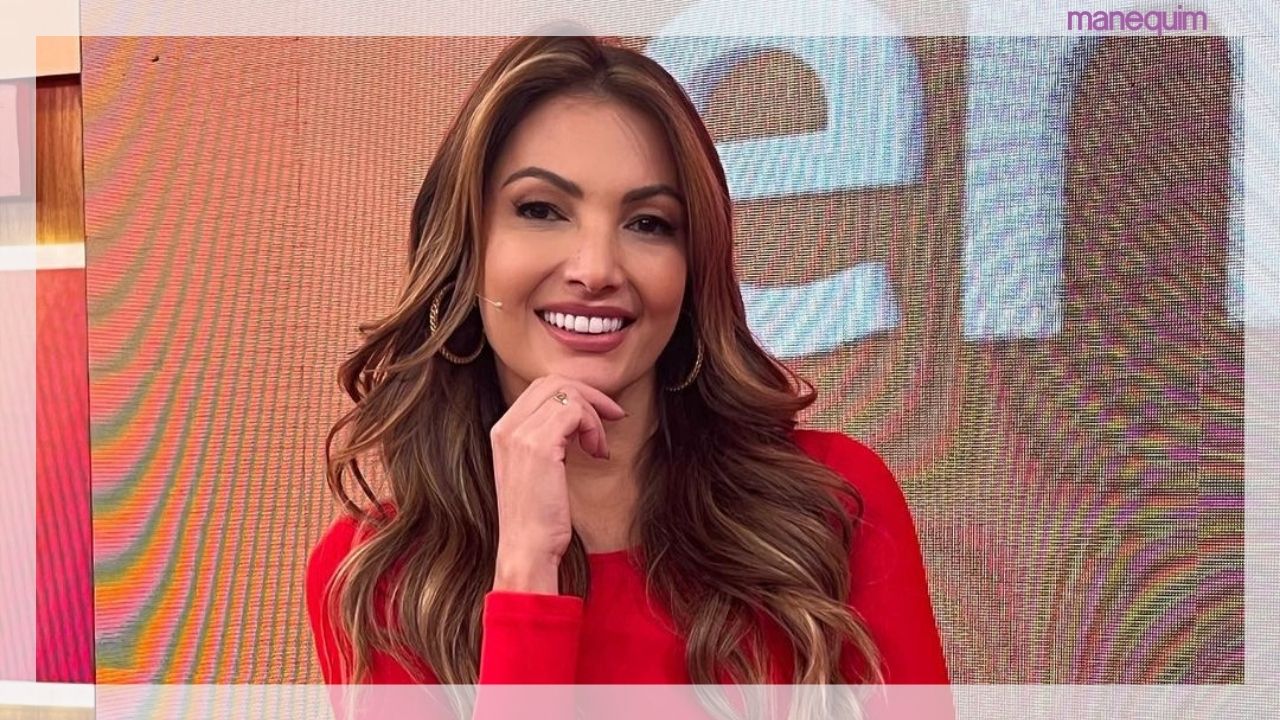 Patrícia Poeta combina azul marinho e amarelo e garante look com tendência COLORBLOCKING;