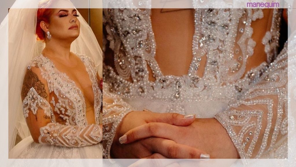 Cantora investe em vestido de noiva de 15kg de cristais e pérolas, avaliado em 100 mil reais!