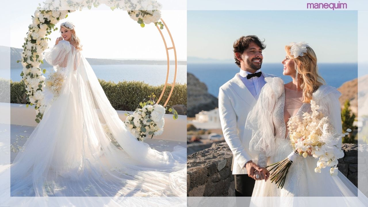 HELLO! Val Marchiori tem casamento, na Grécia, e vestido dignos de uma rainha 