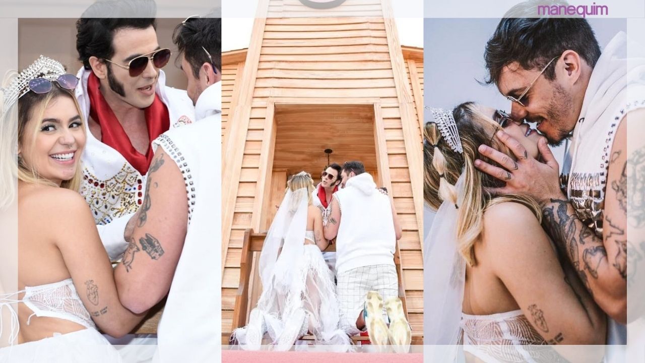 Viih Tube e Eliezer se casam em cerimônia com direito a vestido de noiva e Elvis Presley