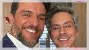 ENCONTRO DE GALÃS: Alexandre Nero e Rodrigo Lombardi posam juntos