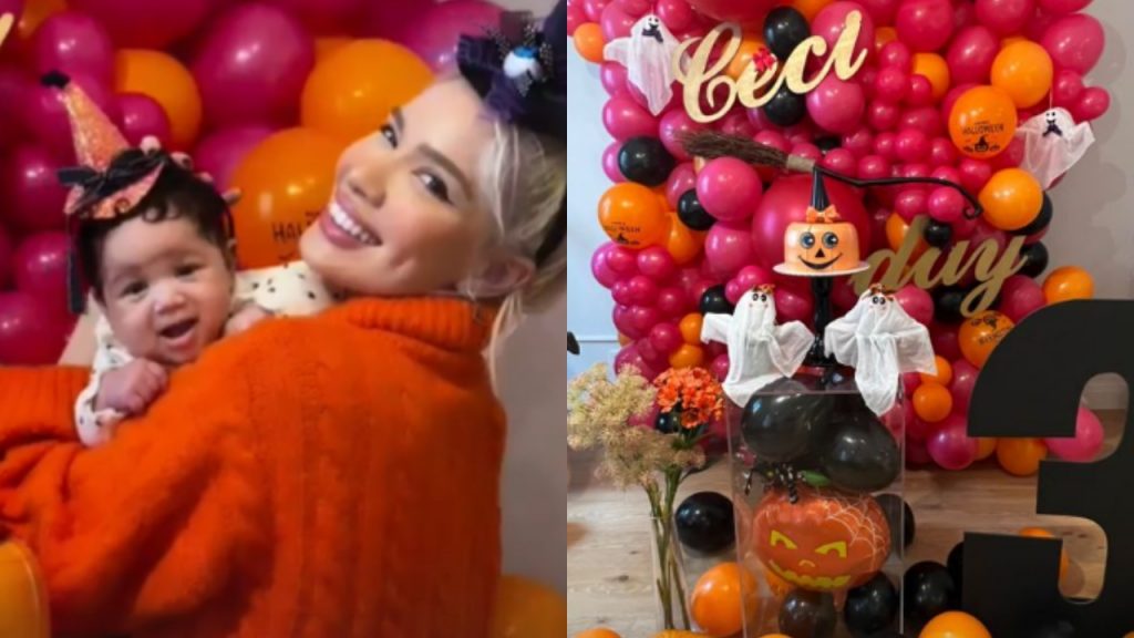 Alerta fofura! Karoline celebra terceiro 'mesversário' da filha na temática de Halloween