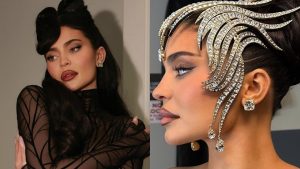 Rainha da Mugler! Kylie Jenner surge em coroa de diamantes em evento