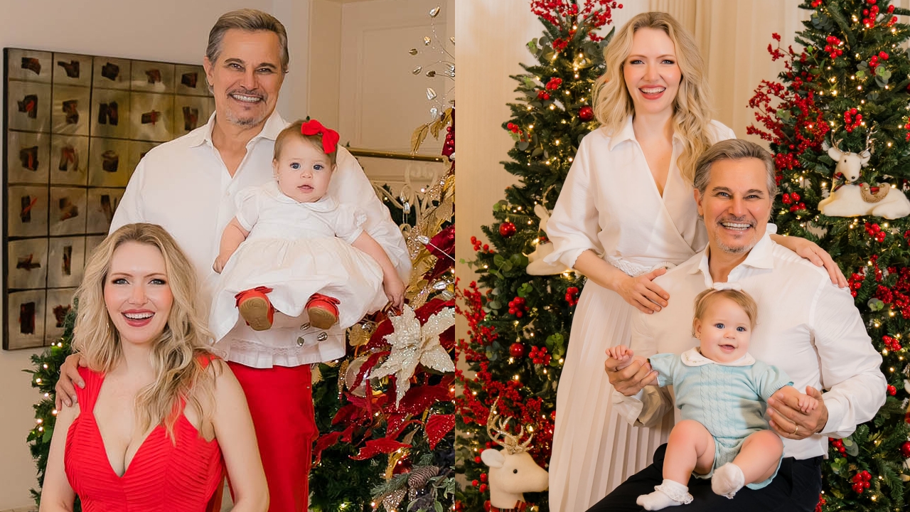 Edson Celulari e Karin Roepke comentam primeiro natal ao lado da filha, Chiara