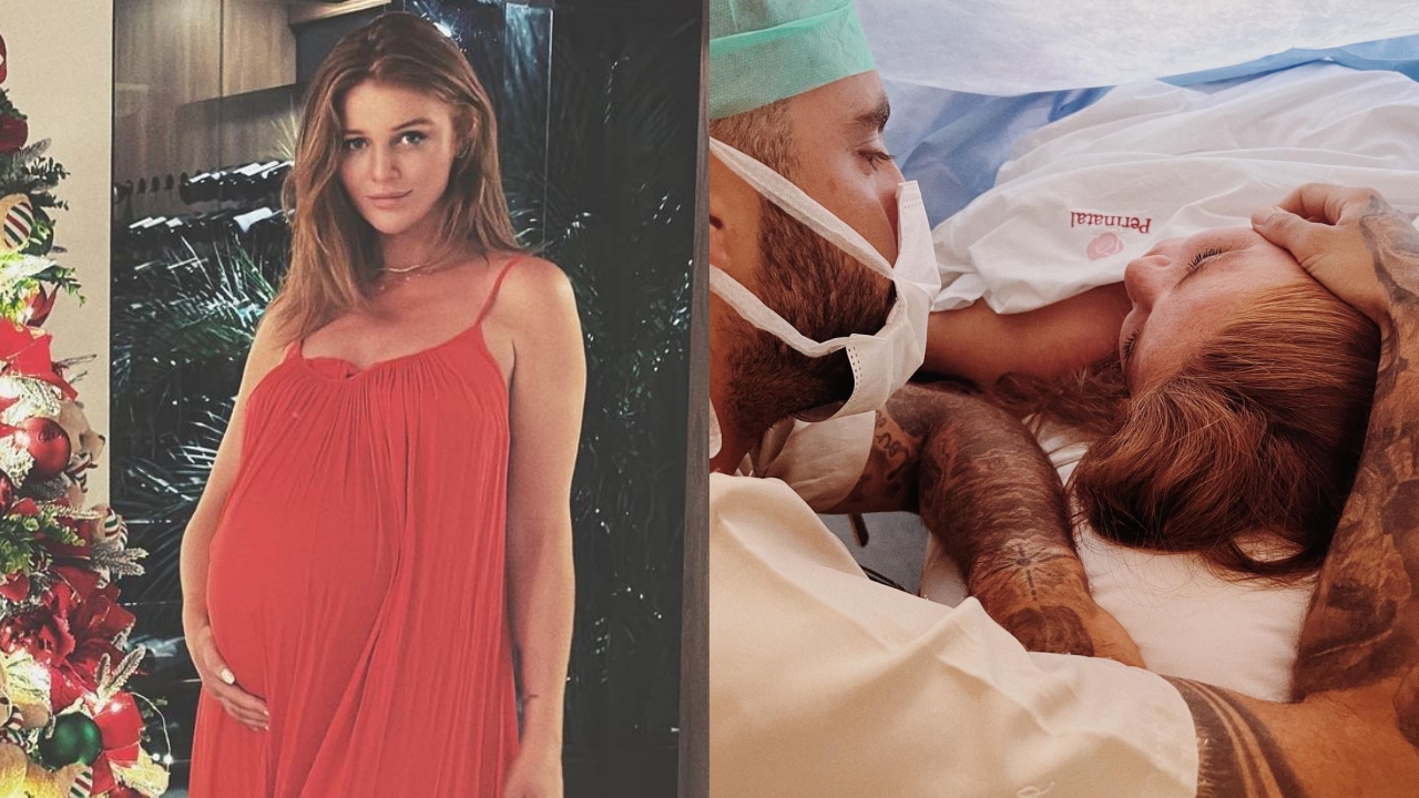 Cintia Dicker dá à luz primeira filha, Aurora, ao lado de Pedro Scooby