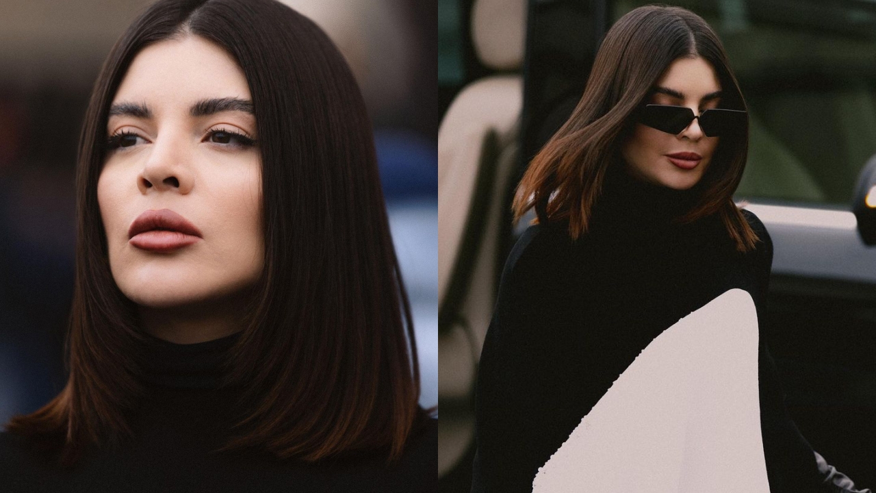 Gkay posa na Semana de Moda em peça de estilista de Emily em Paris