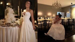 Franciny faz festa de noivado intimista e aposta em vestido branco liso no estilo ‘tomara que caia’