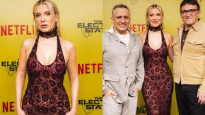 Em passagem por SP, Millie Bobby Brown usa vestido de 17 mil para festa e look retrô